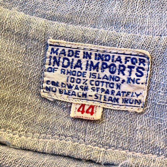 1960s India Cotton Gauze Embroidery Hippie Boho Wood Button Festival Shirt Large - Picture 15 of 16